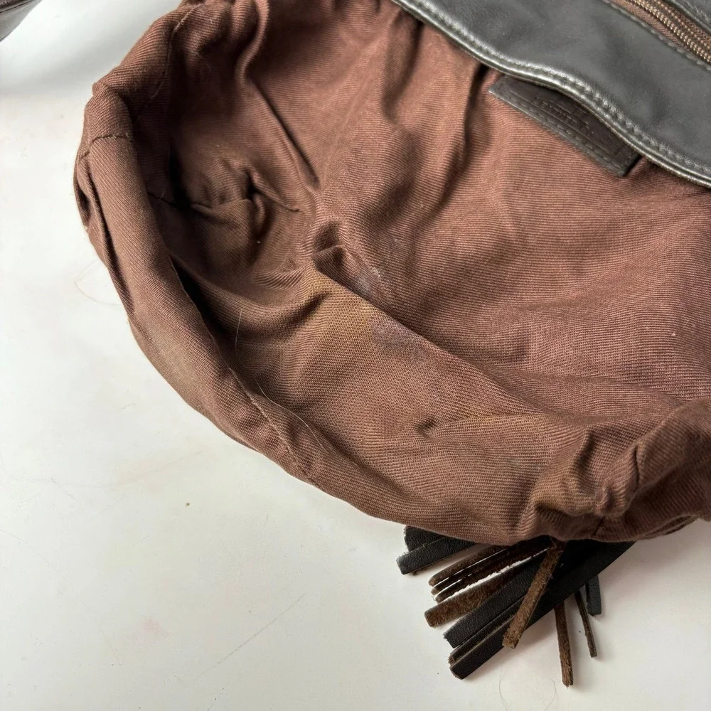 Vintage Shafmaster Leather‎ Loft Dark Brown Shoulder Bag Crossbody Tassel Accent